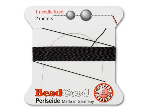 Griffin Bead Cord 100% Silk - Size 1 (0.35mm) Black