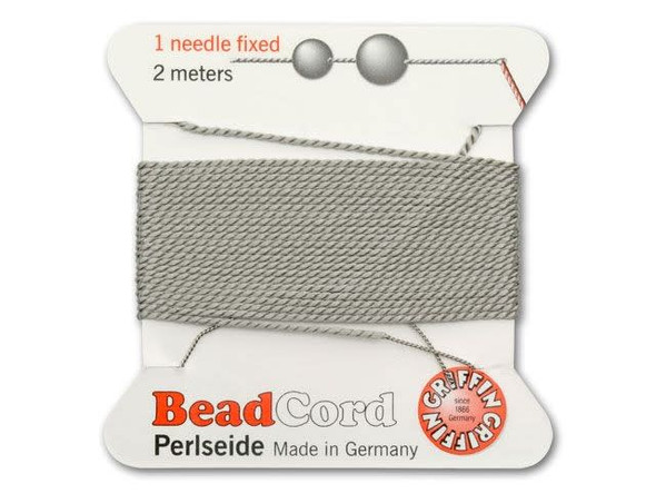 Griffin Bead Cord 100% Silk - Size 8 (0.80mm) Grey