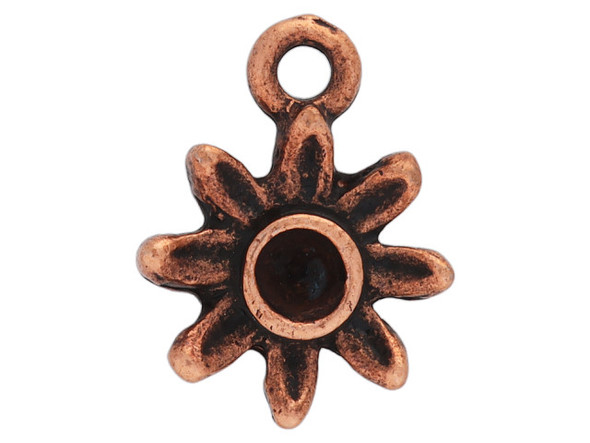 Nunn Design Antique Copper-Plated Pewter Tiny Bezel Daisy Charm