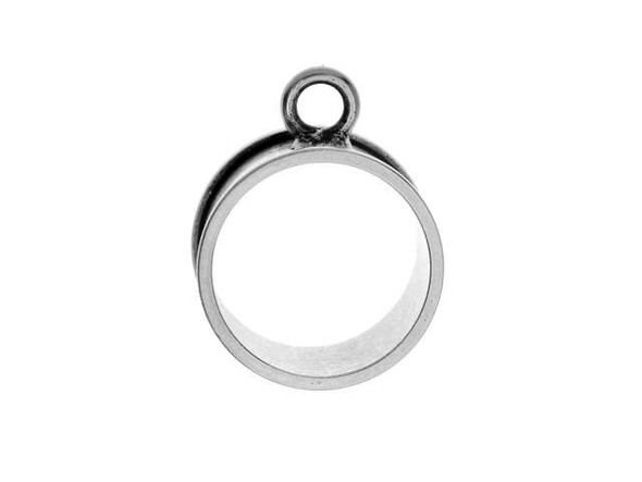 For endless ways to customize your jewelry, try the Nunn Design antique silver-plated pewter open bezel deep channel small circle pendant. This small pendant can be customized in all kinds of ways. The bezel is deep, so you can embed components with the help of resin or epoxy clay. The outer ring features a channel surface that can also be decorated with epoxy clay and other mixed media elements. With so much versatility, you can showcase the outside surface, the inside, or both. A small ring at the top of the pendant makes it easy to add to designs. Showcase it in necklaces, bracelets or even earrings. This pendant features a versatile silver color. Diameter 17mm, Width 9.5mm