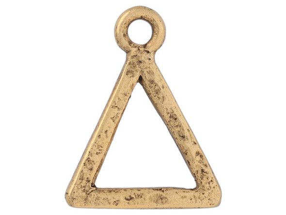 Nunn Design Antique Gold Hoop Hammered Mini Triangle Horizontal Single Loop