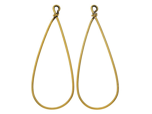 Nunn Design Antique Gold-Plated Brass Large Wire Frame Drop Pendant (1 Pair)