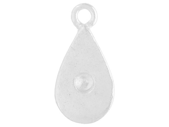 Accent your designs with this Nunn Design tiny bezel teardrop charm.  This charm features a teardrop shape and has a plain finish on both sides. On the front side in the center of the charm is a bezel for placing a stone. This bezel is designed to fit 24pp sized chatons and would work great with PRESTIGE Crystal Components PP24 Chatons. This charm has a silver color.