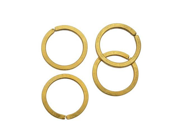 Nunn Design Antique Gold-Plated Brass 12mm Square Wire Jump Ring (4 Pieces)