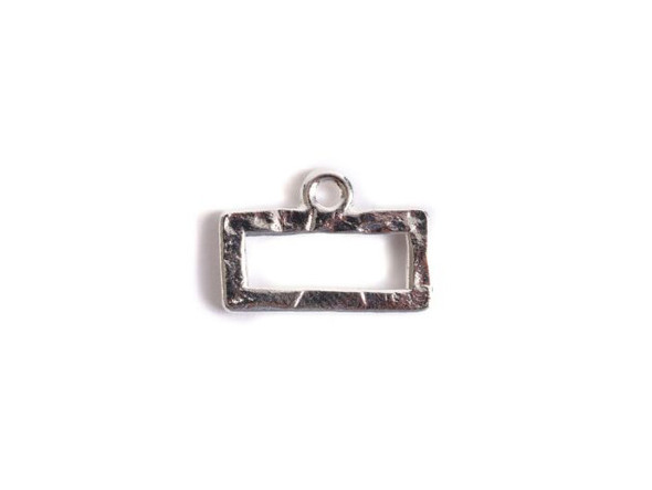 Nunn Design Silver Hoop Hammered Mini Rectangle Horizontal Single Loop