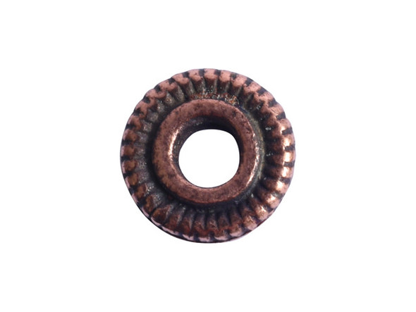 Nunn Design Antique Copper-Plated Line Edge 6mm Spacer Bead (4 Pieces)