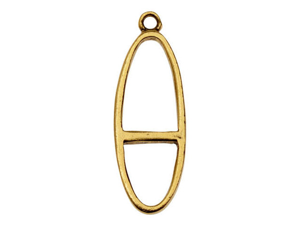 Nunn Design Antique Gold-Plated Split Large Long Oval Single Loop Open Pendant