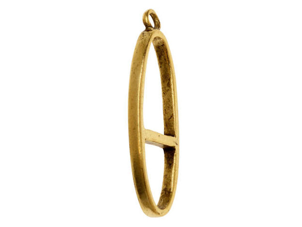 Nunn Design Antique Gold-Plated Split Large Long Oval Single Loop Open Pendant