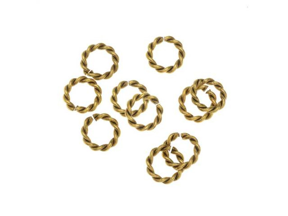 Nunn Design Antique Gold-Plated Brass Mini Rope Jump Ring (10 Pieces)