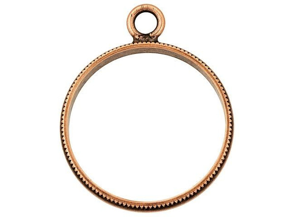 Nunn Design Antique Copper-Plated Pewter Large Beaded Circle Open Pendant