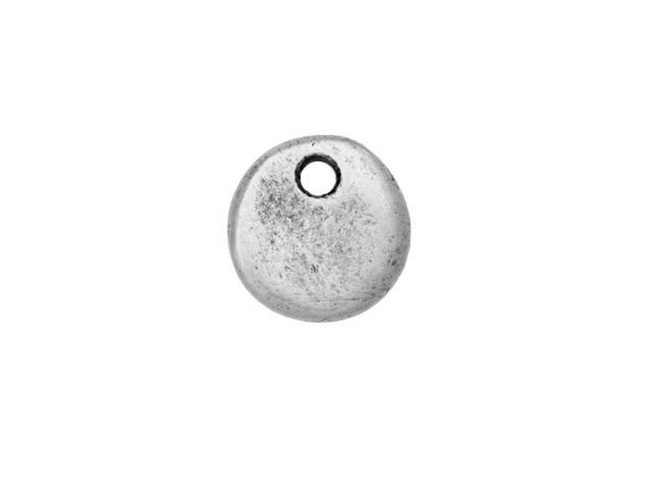 Add an organic accent to designs with this Nunn Design charm. This small charm features a circular shape and a surface with a handmade look and feel on the front. The back is smooth and flat, so it will lay nicely in designs. You can use this tag as-is or try metal-stamping the surface. It's perfect for showcasing a meaningful initial or number. Layer several together for an eclectic look. This charm features a silver shine full of versatility.