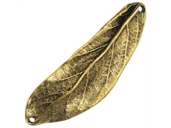 Nunn Design Antique Gold-Plated Large Leaf Bracelet Link
