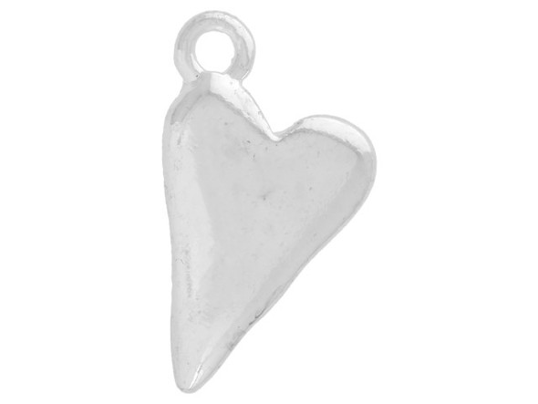 Add something sweet to your designs with this Nunn Design primitive drop heart charm. This charm has a simple elongated heart shape. There is a loop at the top corner of the charm so it is easy to use in your designs. You can use it with other charms, or even use it alone as a pendant. It features a versatile silver color. Dimensions: 17.3 x 10mm, Hole Size: 2.1mm