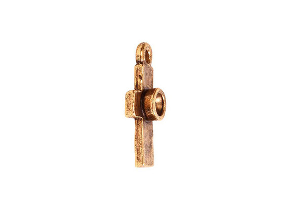 Nunn Design Antique Gold-Plated Pewter Tiny Bezel Rustic Cross Pendant