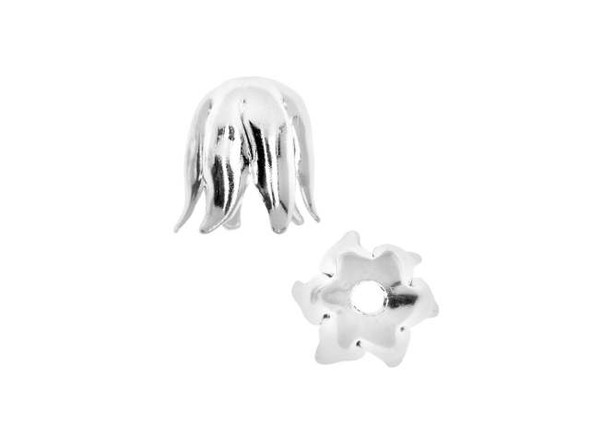 Nunn Design Silver-Plated Brass 8mm Curled Petal Bead Cap (2 Pieces)