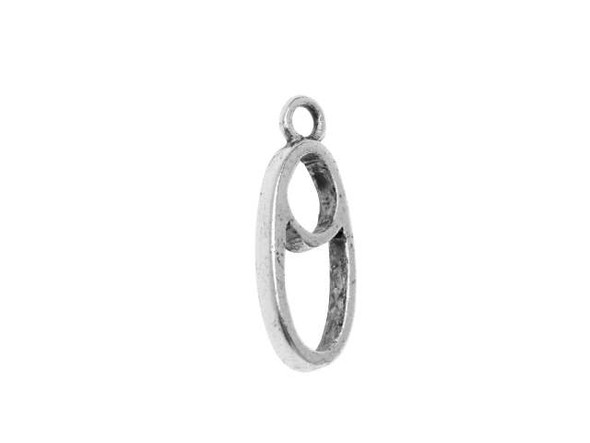 Nunn Design Antique Silver-Plated Split Mini Oval Full Single Loop Open Pendant