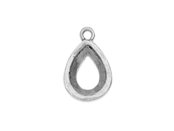Nunn Design Antique Silver-Plated Pewter 14mm Open Back Bezel Pear Charm