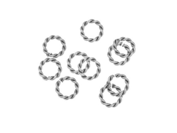 Nunn Design Antique Silver-Plated Brass Mini Rope Jump Ring (10 Pieces)