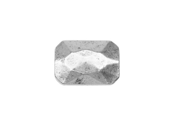 Nunn Design Antique Silver-Plated Pewter 13 x 9mm Faceted Rectangle Metal Bead