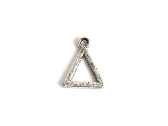 Bring geometric style to your designs with this open frame triangle hoop pendant from Nunn Design. This pendant has a triangular shape with an open design. You can use it as-is or use it as a base for wire wrapping or other techniques. This pendant features an antique silver color. Inside Dimensions: 9.0 x 8.8mm