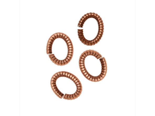 Make every part of your jewelry designs unique with this Nunn Design jump ring. This jump ring features a textured pattern that gives it extra dimension. The unique oval shape of this jump ring features an opening on the long side, making it harder for attached components to slip out. It features a rich warm copper color. Dimensions: 6.3 x 4.8mm, Inner Dimensions: 4 x 2.5mm, Wire Gauge: 16 gauge 