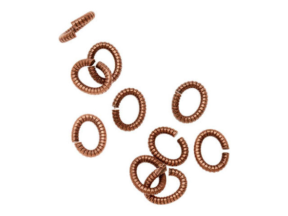 Nunn Design Antique Copper-Plated 6mm Textured Oval Jump Ring (10 Pieces)