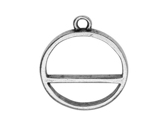 Give your designs a geometric style with this Nunn Design pendant. This pendant features a circular frame design with a line crossing the circle 20mm from the top. This unique design allows for fun mixed media techniques. Wear this pendant as-is or use it with resin and epoxy clay. There are so many possibilities. The loop at the top makes it easy to add to necklace designs.