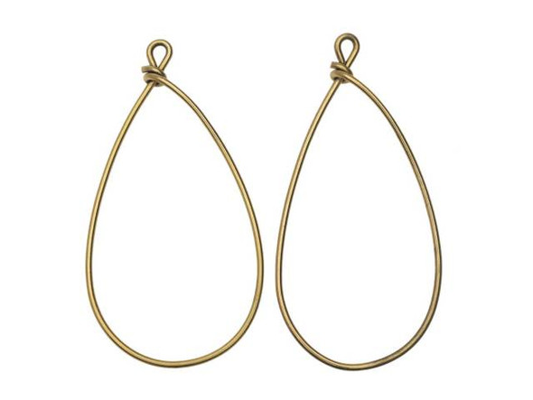 Nunn Design Antique Gold-Plated Brass Large Wire Frame Pear Pendant (2 Pieces)
