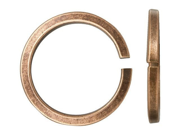 Nunn Design Antique Copper-Plated Brass 12mm Square Wire Jump Ring (4 Pieces)