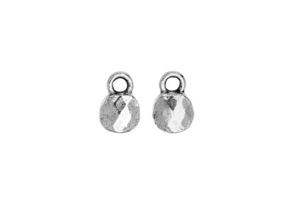 Nunn Design Antique Silver-Plated Pewter 6mm Faceted Circle Charm (2 Pieces)