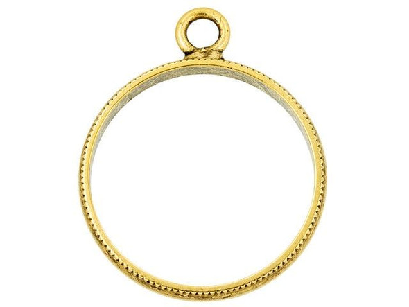 Nunn Design Antique Gold-Plated Pewter Large Beaded Circle Open Pendant