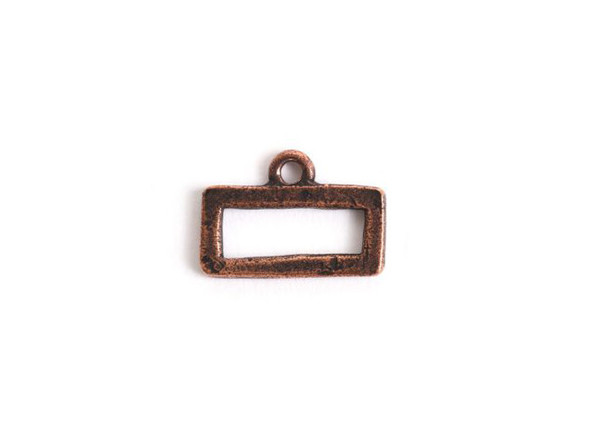 Bring geometric style to your designs with this open frame rectangle hoop pendant from Nunn Design. This pendant has a rectangular shape with an open design. You can use it as-is or use it as a base for wire wrapping or other techniques. This pendant features a warm copper color. Inside Dimensions: 13.8 x 4.5mm