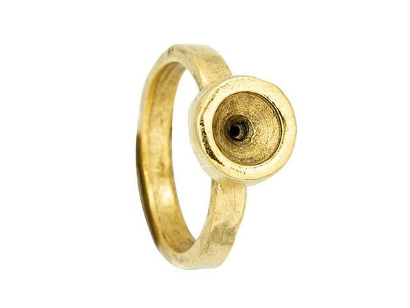 Nunn Design Antique Gold-Plated Pewter 6mm Mini Circle Chaton Bezel Ring Size 7