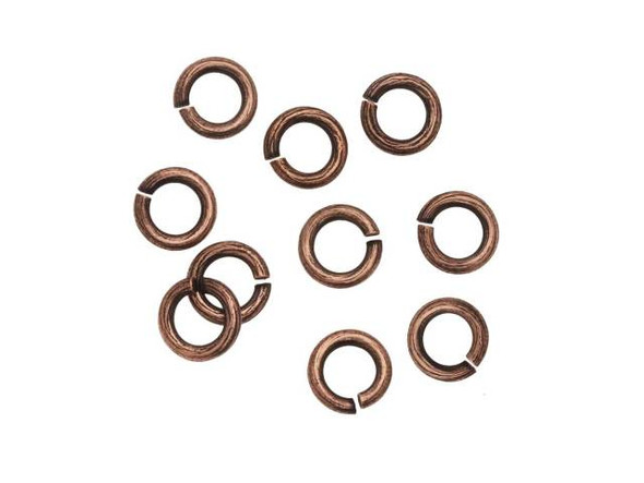 Nunn Design Antique Copper-Plated Brass 6mm Bark Circle Jump Ring (10 Pieces)