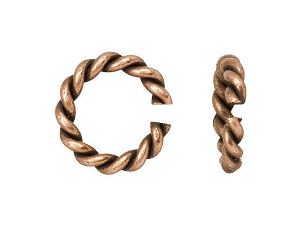 Nunn Design Antique Copper-Plated Brass Mini Rope Jump Ring (4 Pieces)