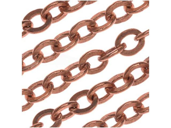 Nunn Design Antiqued Copper Plated 3.6mm Flat Cable Chain by the Foot