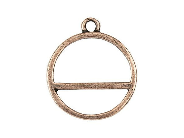 Give your designs a geometric style with this Nunn Design pendant. This pendant features a circular frame design with a line crossing the circle 20mm from the top. This unique design allows for fun mixed media techniques. Wear this pendant as-is or use it with resin and epoxy clay. There are so many possibilities. The loop at the top makes it easy to add to necklace designs.