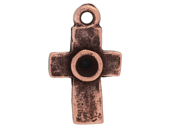 Nunn Design Antique Copper-Plated Pewter Tiny Bezel Rustic Cross Pendant