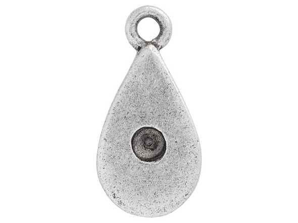Nunn Design Antique Silver-Plated Pewter Tiny Bezel Teardrop with Single Loop