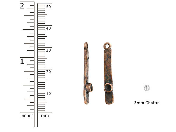 Nunn Design Antique Copper-Plated Pewter Tiny Bezel Hammered Rectangle Pendant