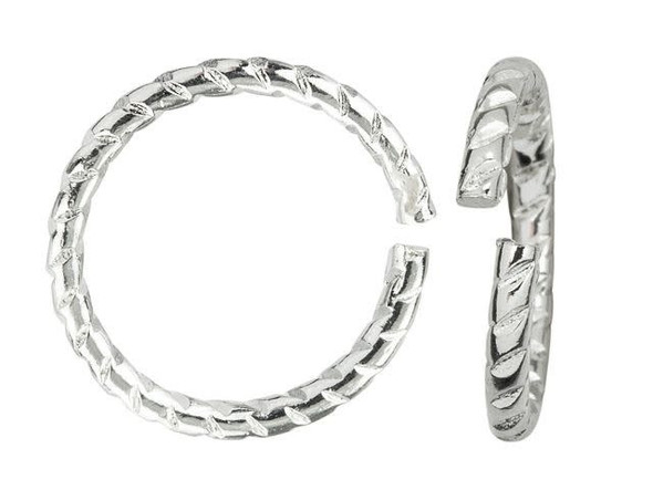 Nunn Design Silver-Plated Brass 12mm Textured Circle Jump Ring (4 Pieces)