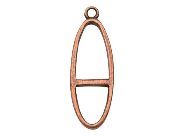 Nunn Design Antique Copper-Plated Split Large Long Oval Single Loop Open Pendant