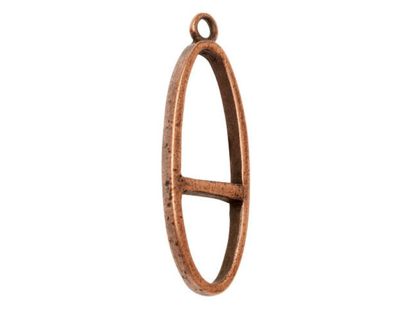 Nunn Design Antique Copper-Plated Split Large Long Oval Single Loop Open Pendant
