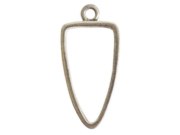 Create eye-catching looks with this Nunn Design pendant. This pendant features an open frame with a pointed shape like that of an arrowhead. You can use this pendant in unique ways. Layer dangles behind the frame, wire wrap beads around it, or try filling the frame with epoxy clay or resin. There are so many different styles you can create with this component. The loop at the top makes it easy to add to designs. Use it as the showcase of an eye-catching necklace. It features a versatile silver color. Hole Size 3mm, Length 39.5mm, Width 19mm