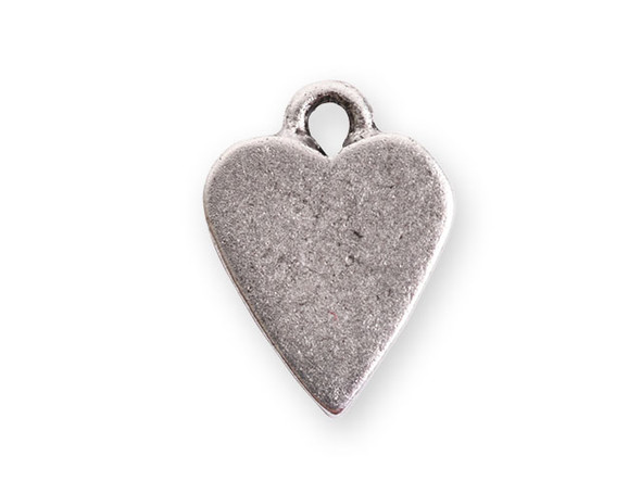 Add a sweet touch to your designs with this mini heart tag charm from Nunn Design. This tag features a flat heart shape. There is a loop at the top, so it is easy to add it to your designs. You can use it as-is or you can embellish it with stamping or decorative elements.  This charm features a versatile antique silver color.