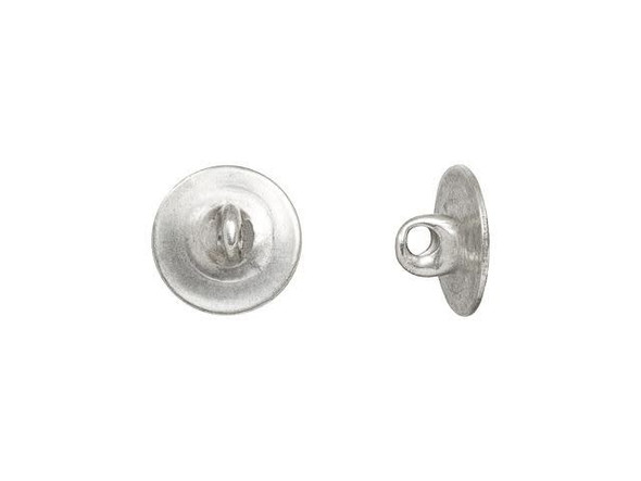 Nunn Design Antique Silver-Plated Brass 8mm Circle Button Shank (4 Pieces)