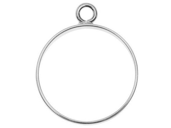 Add amazing style to your projects with the Nunn Design silver-plated pewter large round open frame pendant. This pendant is in the shape of a bold circular frame. You can wire wrap beads around the frame or across the frame. Add dangles for a unique look. It's a great base for tree of life or dream catcher designs. A loop is attached to the top, so you can easily add it to designs. It features a brilliant silver glow. Hole Size 2.6mm/10 gauge, Length 31mm, Opening Diameter 23.5mm, Width 25mm