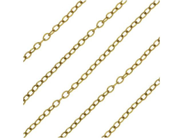 Nunn Design Antiqued Gold Plated 2 x 2.5mm Cable Chain by the Foot