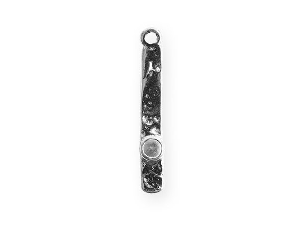 Nunn Design Silver-Plated Pewter Tiny Bezel Hammered Rectangle Pendant