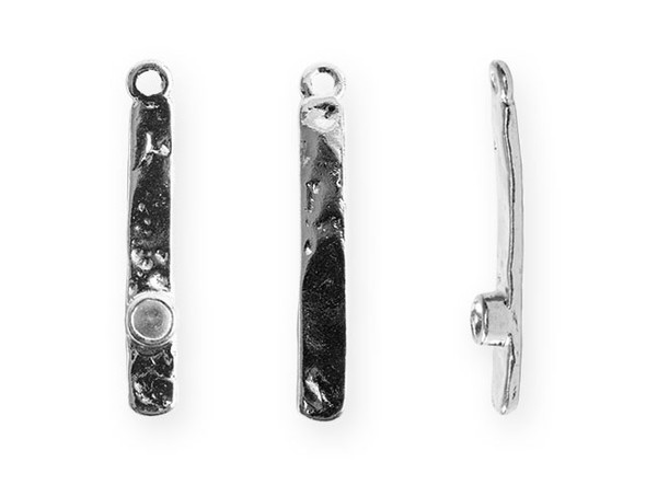 Nunn Design Silver-Plated Pewter Tiny Bezel Hammered Rectangle Pendant